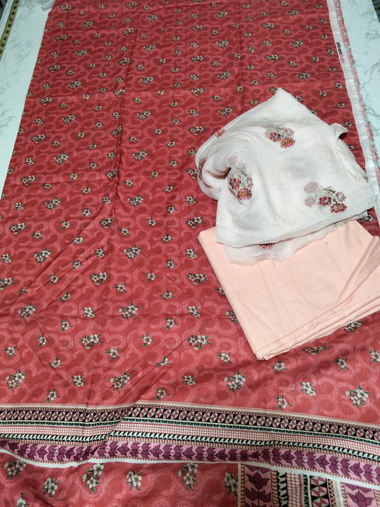 Sale printed lawn 2pc+ breeze embroided pure chiffon dupatta