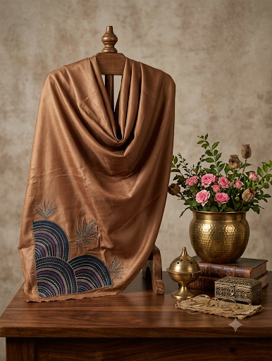 Sale  baroque plain khadar shirt and trouser with embroided wool shawl