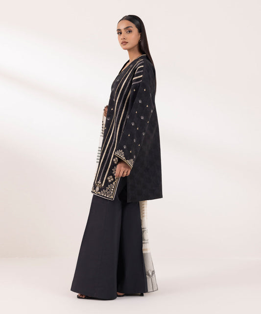 Sale sapphire Lawn embroided shirt with plain trouser and printed lawn dupatta complete 3pc (unstitched)
