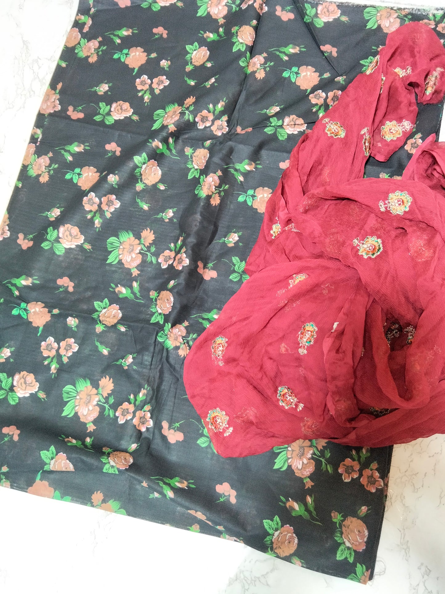 Sale Allover printed lawn 2 PC+Bareeze Embroidered Pure chiffon dupatta
