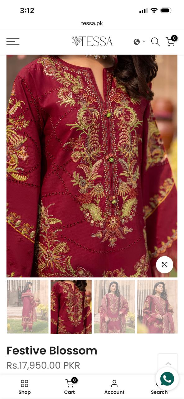 Tessa luxury formal stitched 3 pc