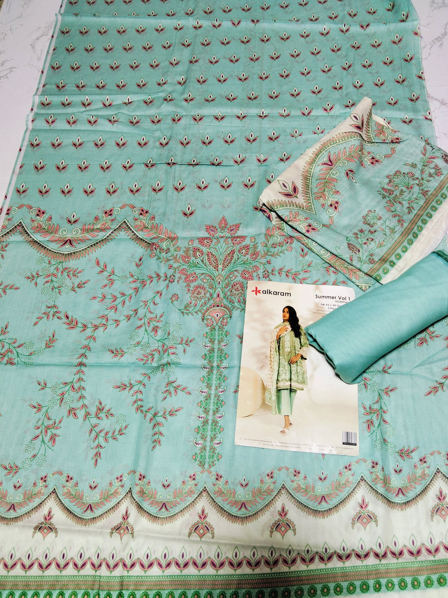 Sale alkram printed lawn 3pc with plain trouser