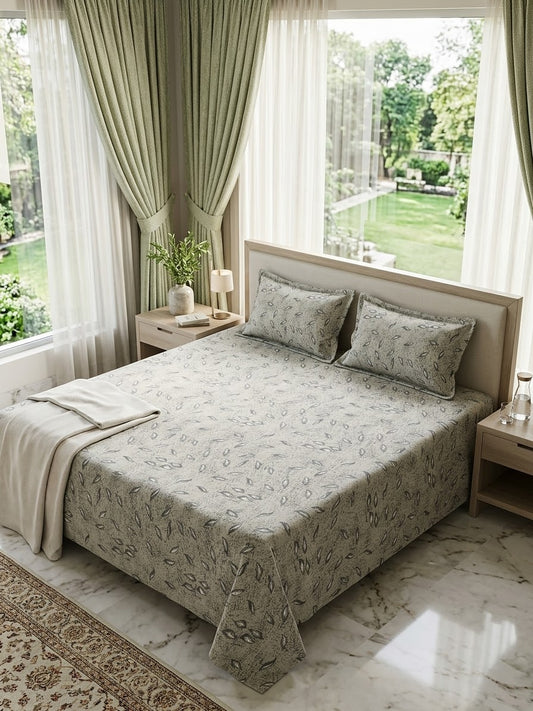pure cotton stuff king size bed sheet with 2 pillow covers
