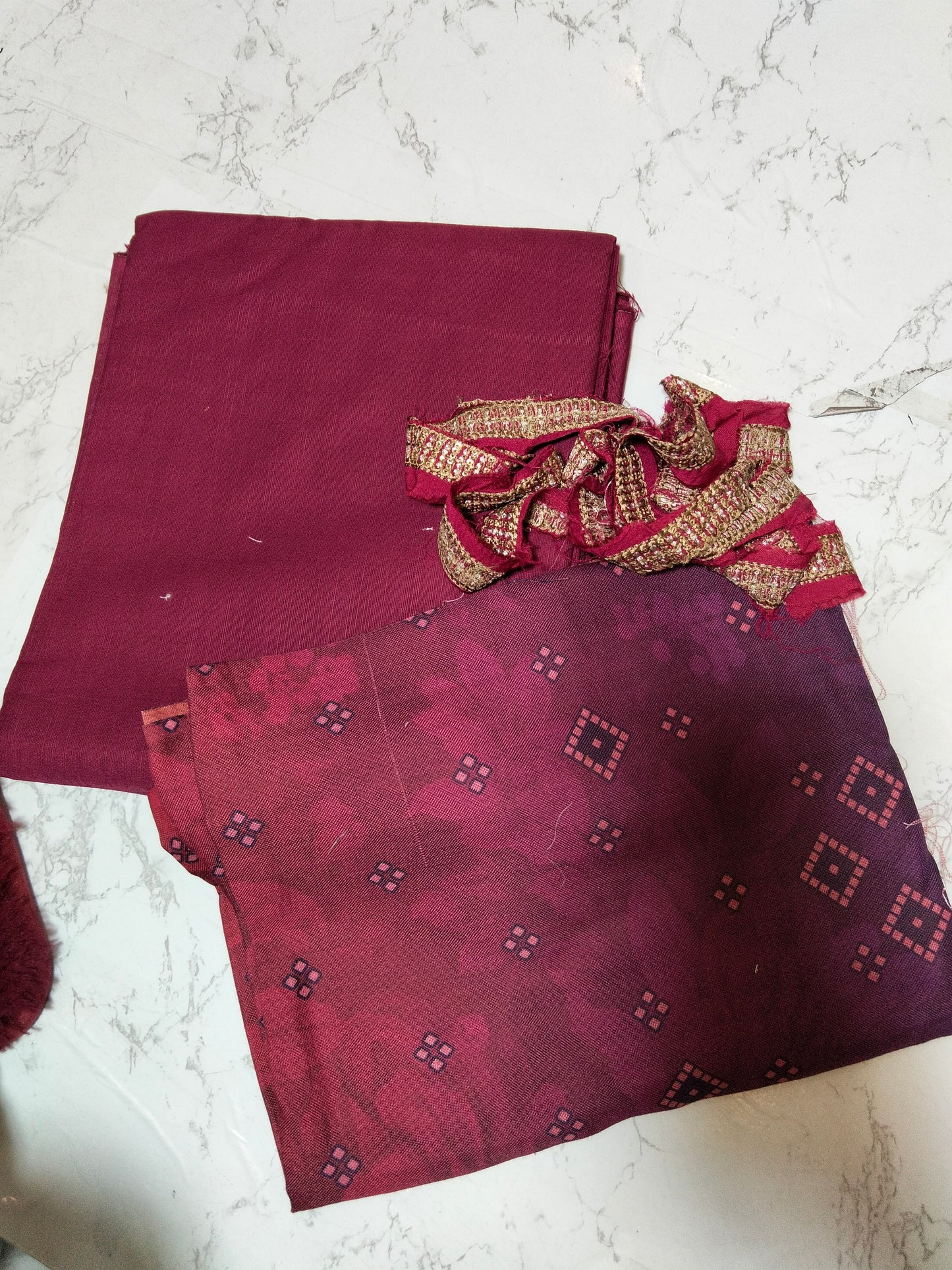 Sale baroque plain khaddar shirt and trouser with printed wool shawl with embroided patche