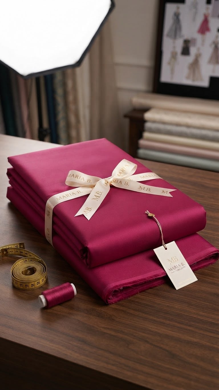 Maria b plain cotton Satin fabric 2 pc