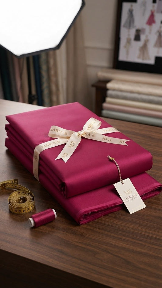 Maria b plain cotton Satin fabric 2 pc