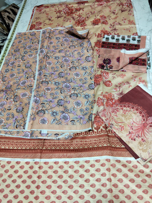 Sale printed lawn 2pc shirt and dupatta+breeze embroided pure chiffon dupatta
