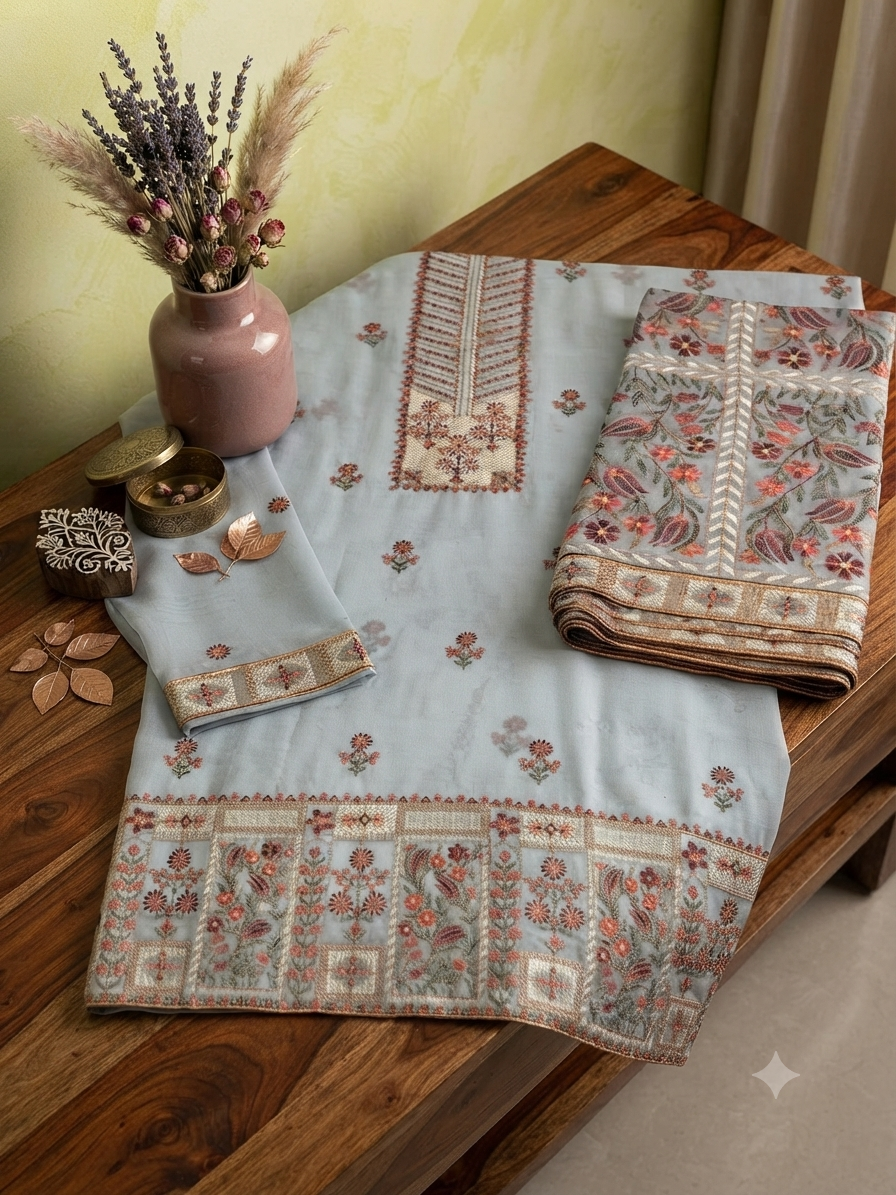 Sale breeze embroided pure chiffon shirt and dupatta 2pc