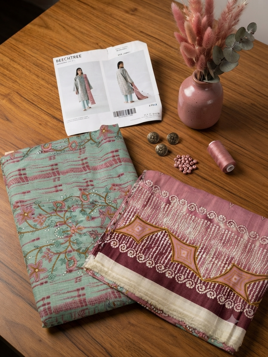 Sale printed khadar 2pc shirt and dupatta