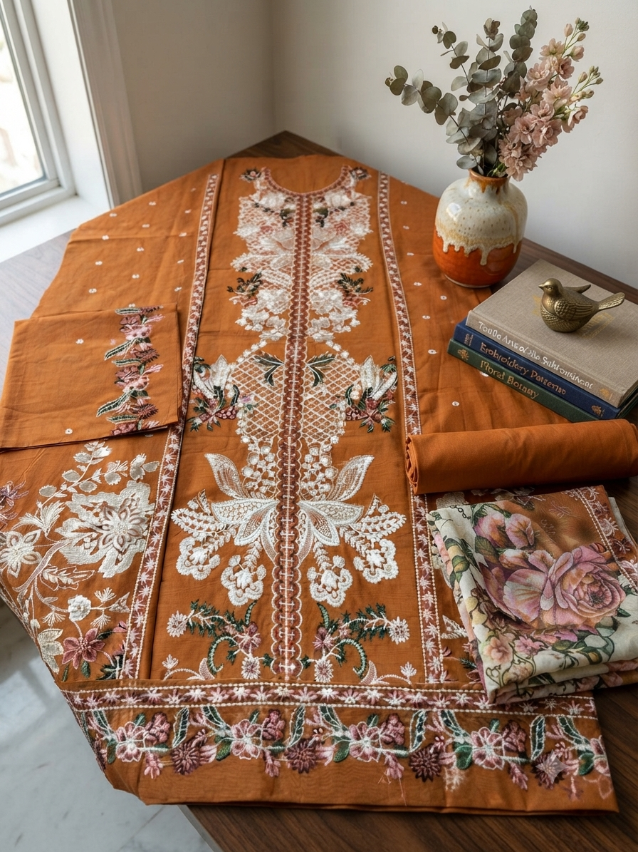 Nureh Riaz arts luxury embroidered lawn 3pc
