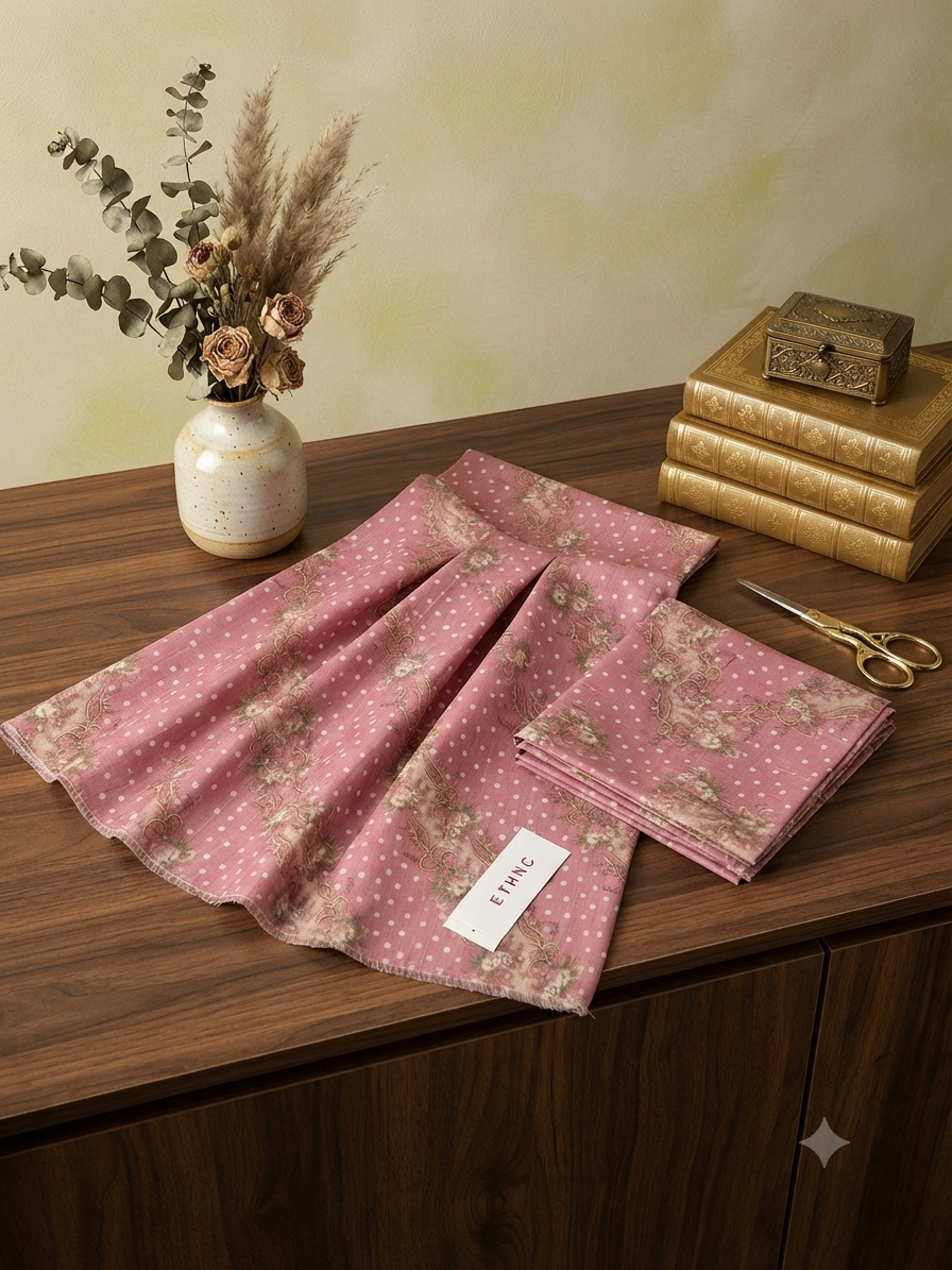 Ethnic Printed viscose raw silk shirt fabric