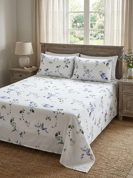 pure cotton stuff king size bed sheet with 2 pillow covers