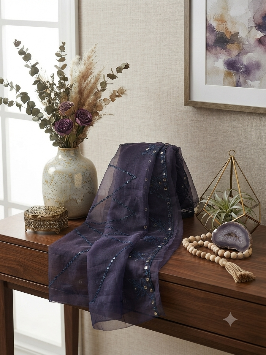 Sale baroque embroided organza fabric dupatta