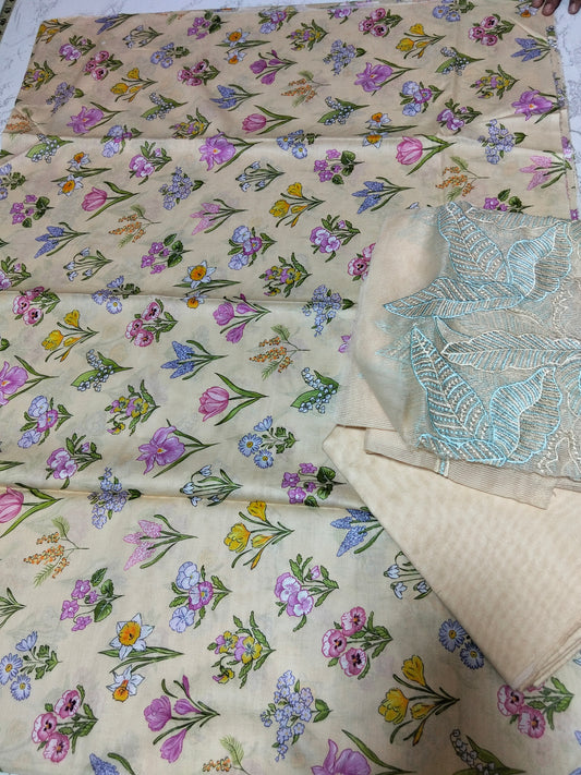 Sale Faiza Faisal printed lawn 3pc with  net embedded dupatta