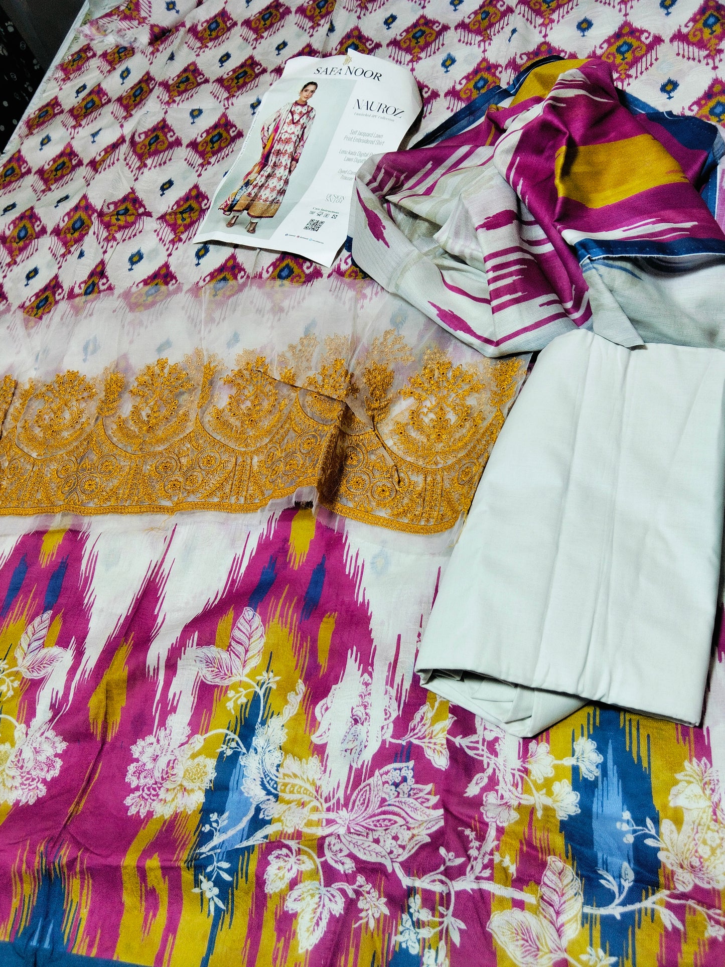 Sale printed lawn 3pc with embroided patches