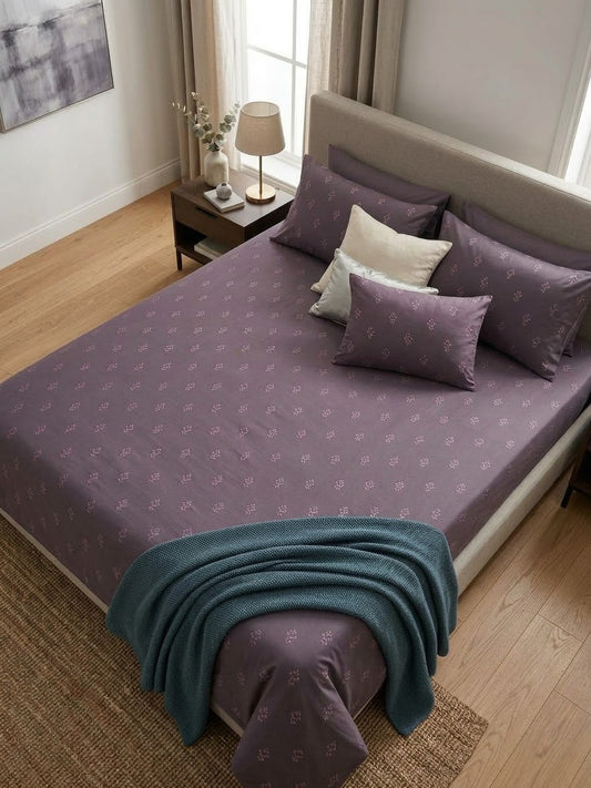 Bareeze home embroided cotton king size bedsheet with 2 pillow covers and 1 cushion cover