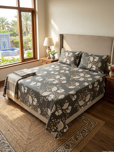 pure cotton stuff king size bed sheet with 2 pillow covers