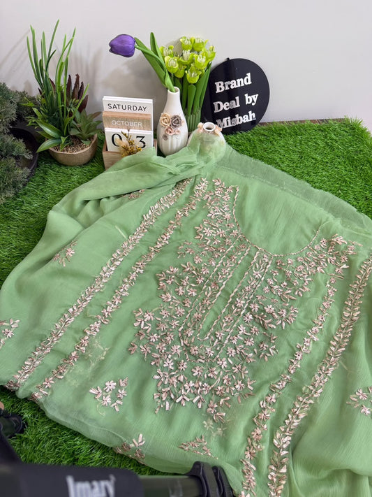 Luxury chiffon gotta work Shirt and Dupatta