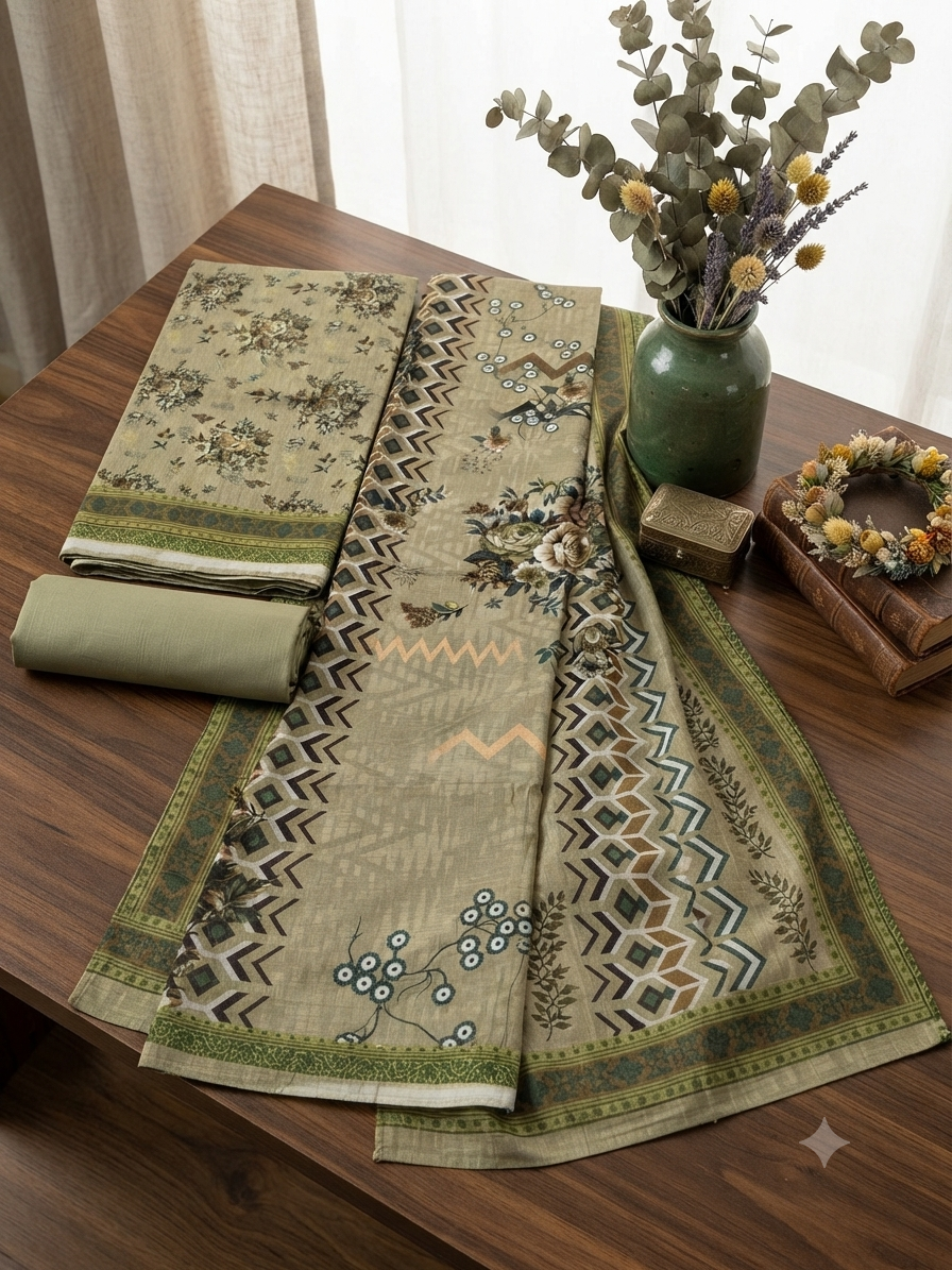 Printed khadar 3pc