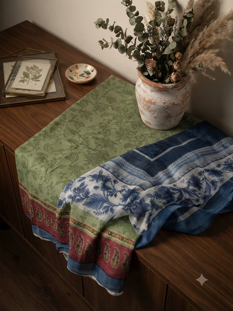 Sale Xenia printed linen shirt and Munar khadi net Dupatta 2pc