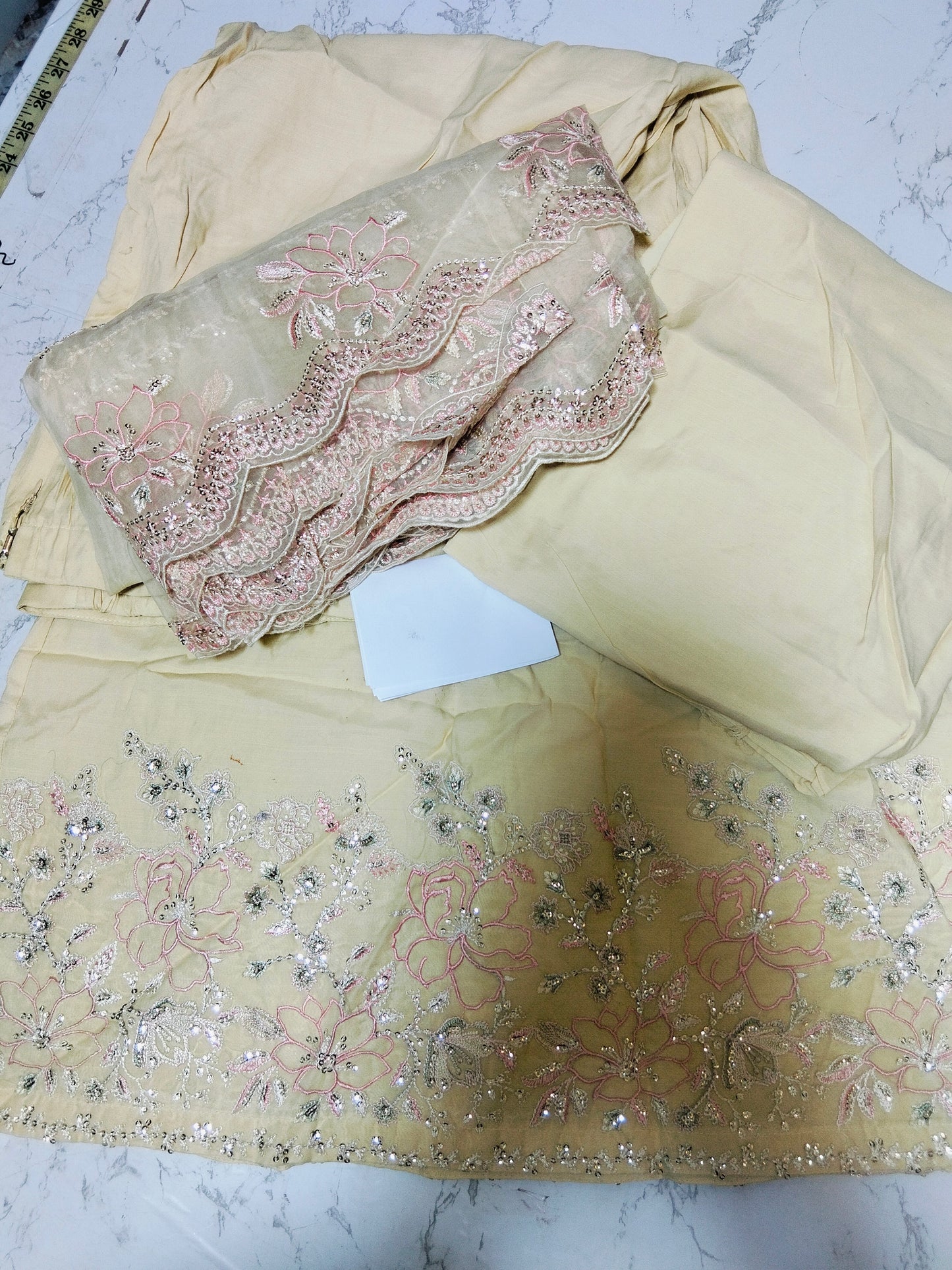 Sale luxury embroided 3pc  (stitch trouser large) ready to wear Dupatta unstitched Shirt