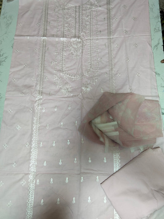 Sale embroided lawn 2pc+ printed  chiffon dupatta