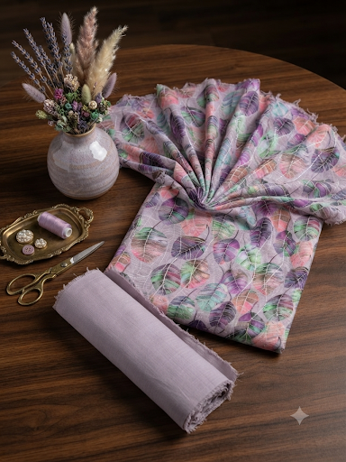 Sale printed+embroided lawn shirt with plain trouser