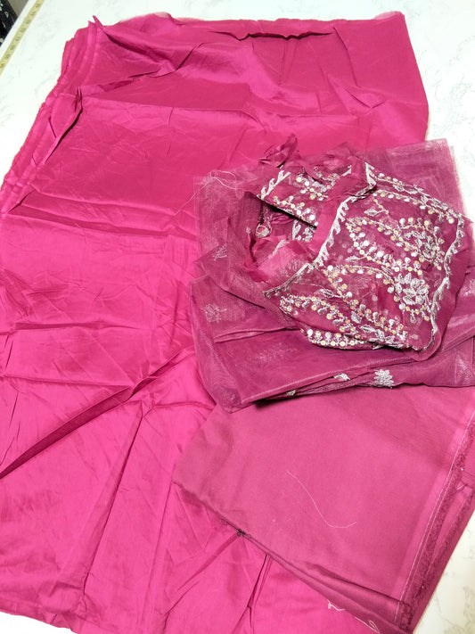 Sale plain lawn 2pc+embroided net dupatta+ trouser fabric