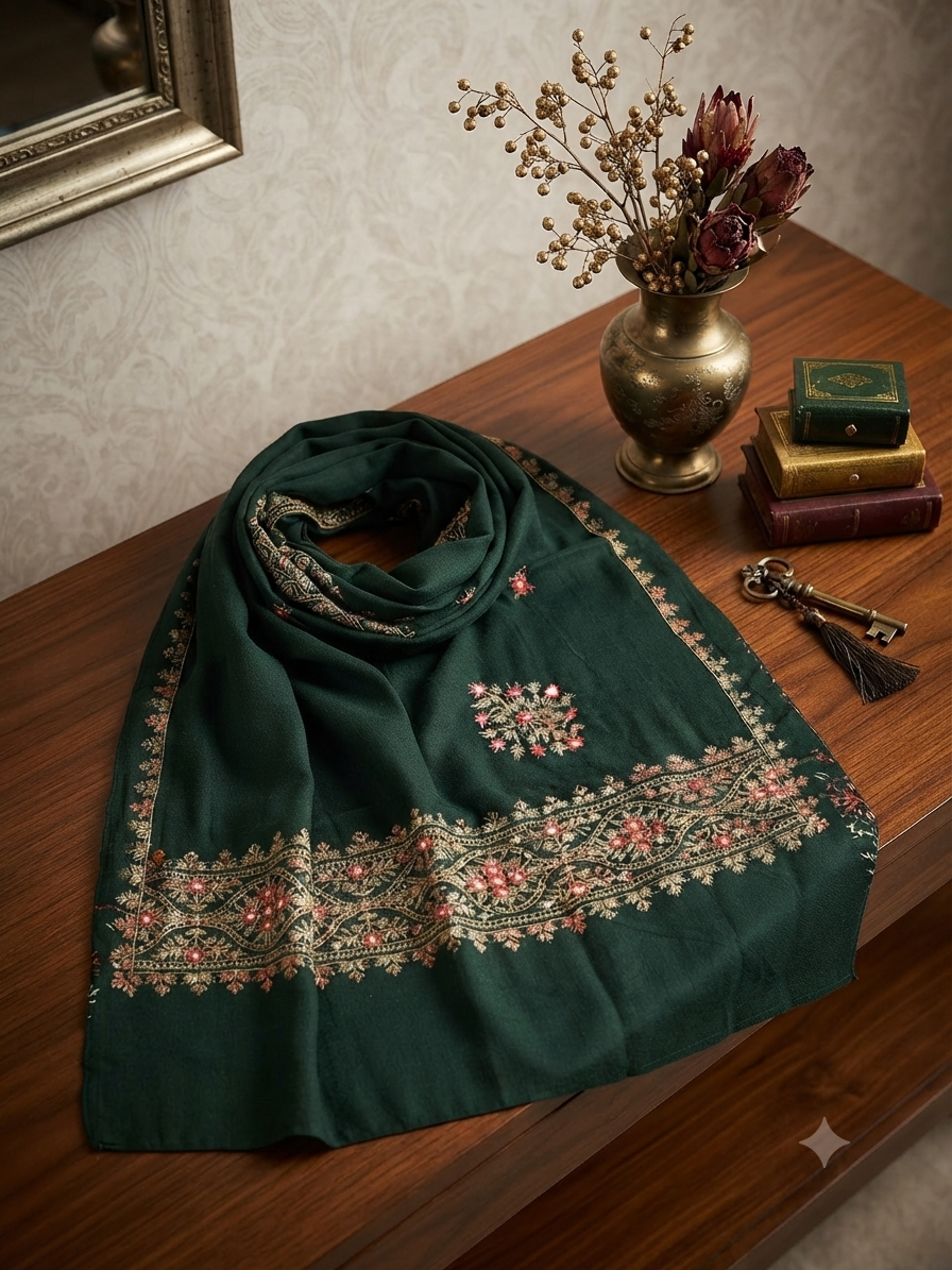Sale embroided hand wool shawl mirror work (embroidery change ho skti h)