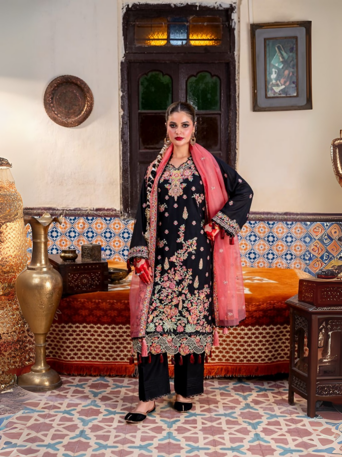 Fatima Hussain ( Raha) embroidered lawn 3pc with embroidered khadi net duppata