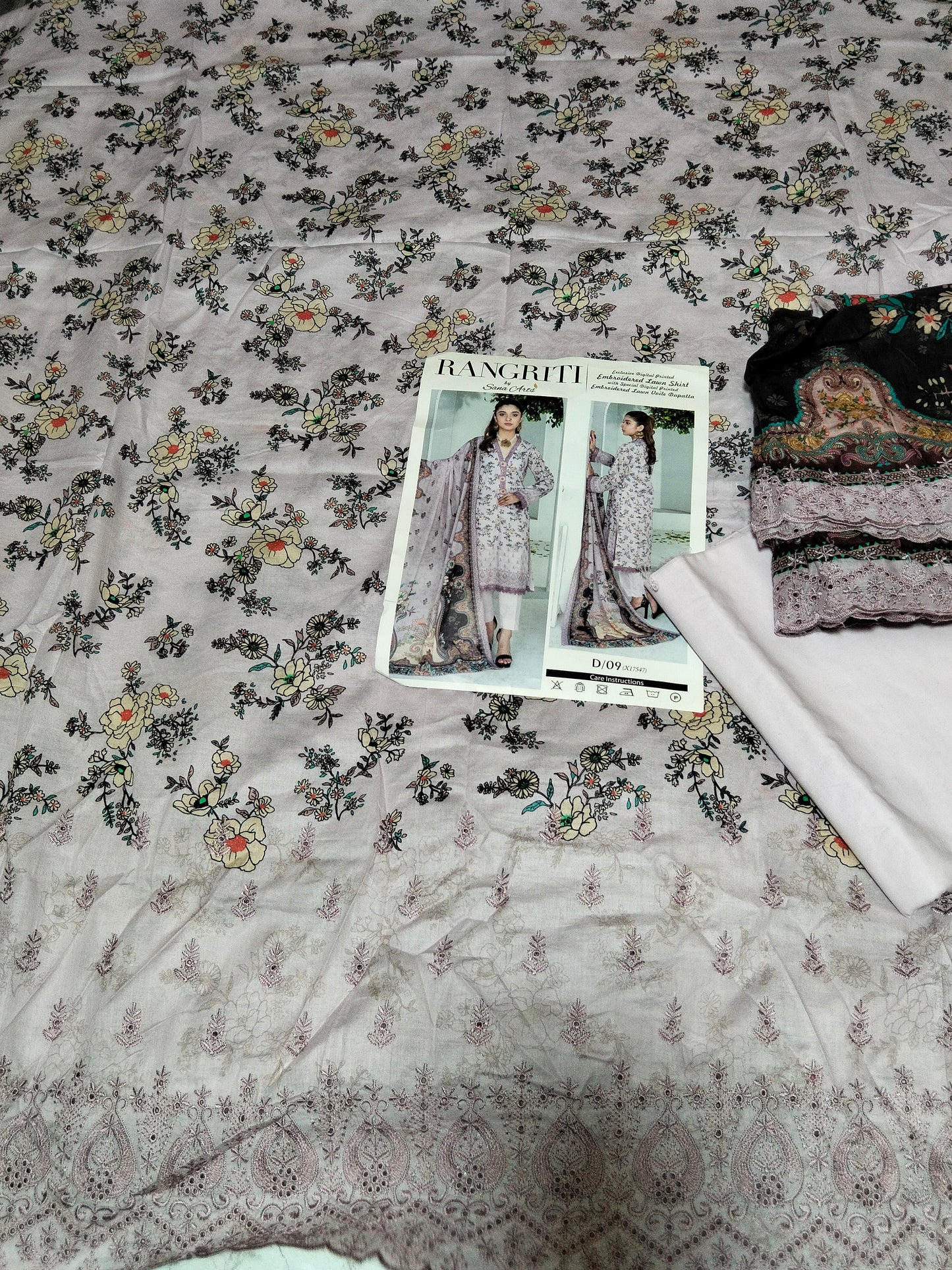 Sale RangRiti Embroidered/Printed Lawn 3pc