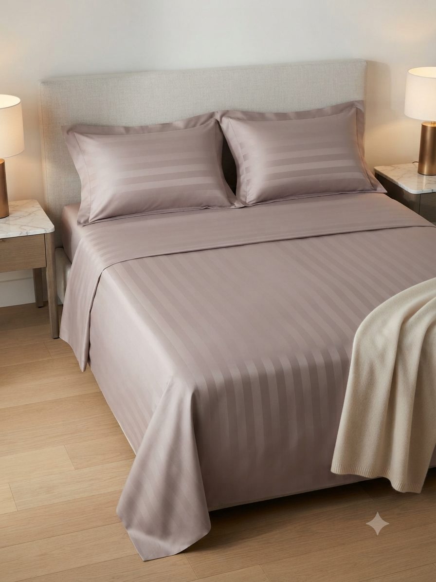 Fitted bed sheet & 2 pillow covers leather embosed cotton satin stuff
king size