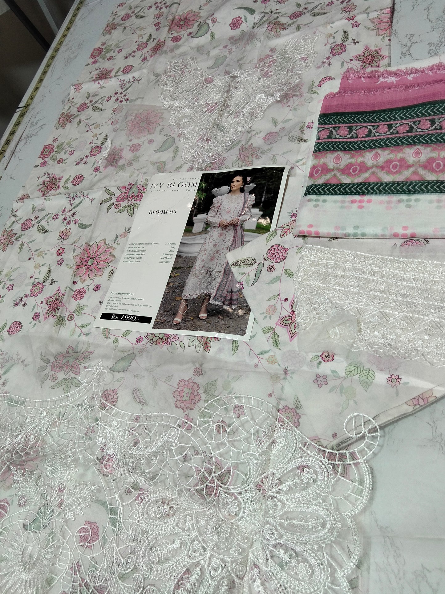Sale Aabyaan printed lawn 3pc with Embroidered Patches and Printed Monark Dupatta