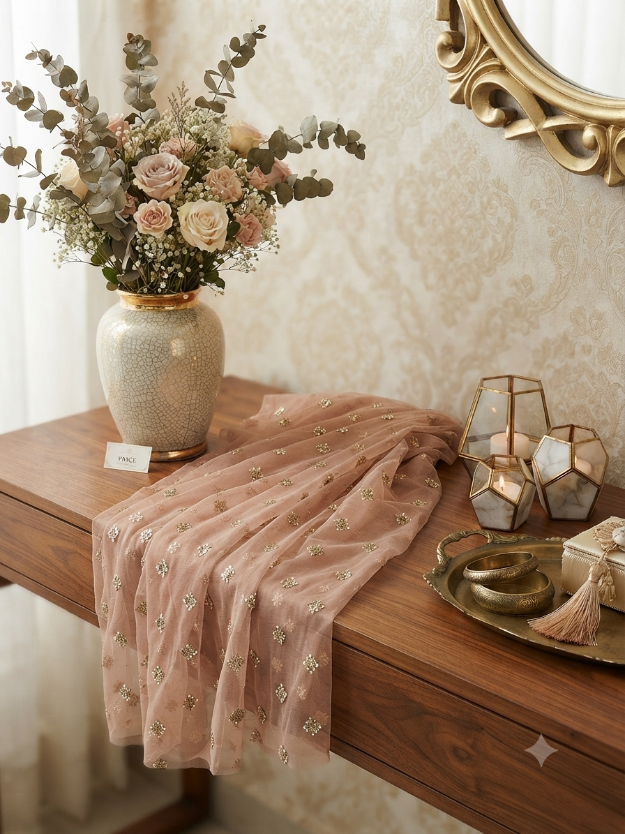 Sale embroided organza fabric dupatta