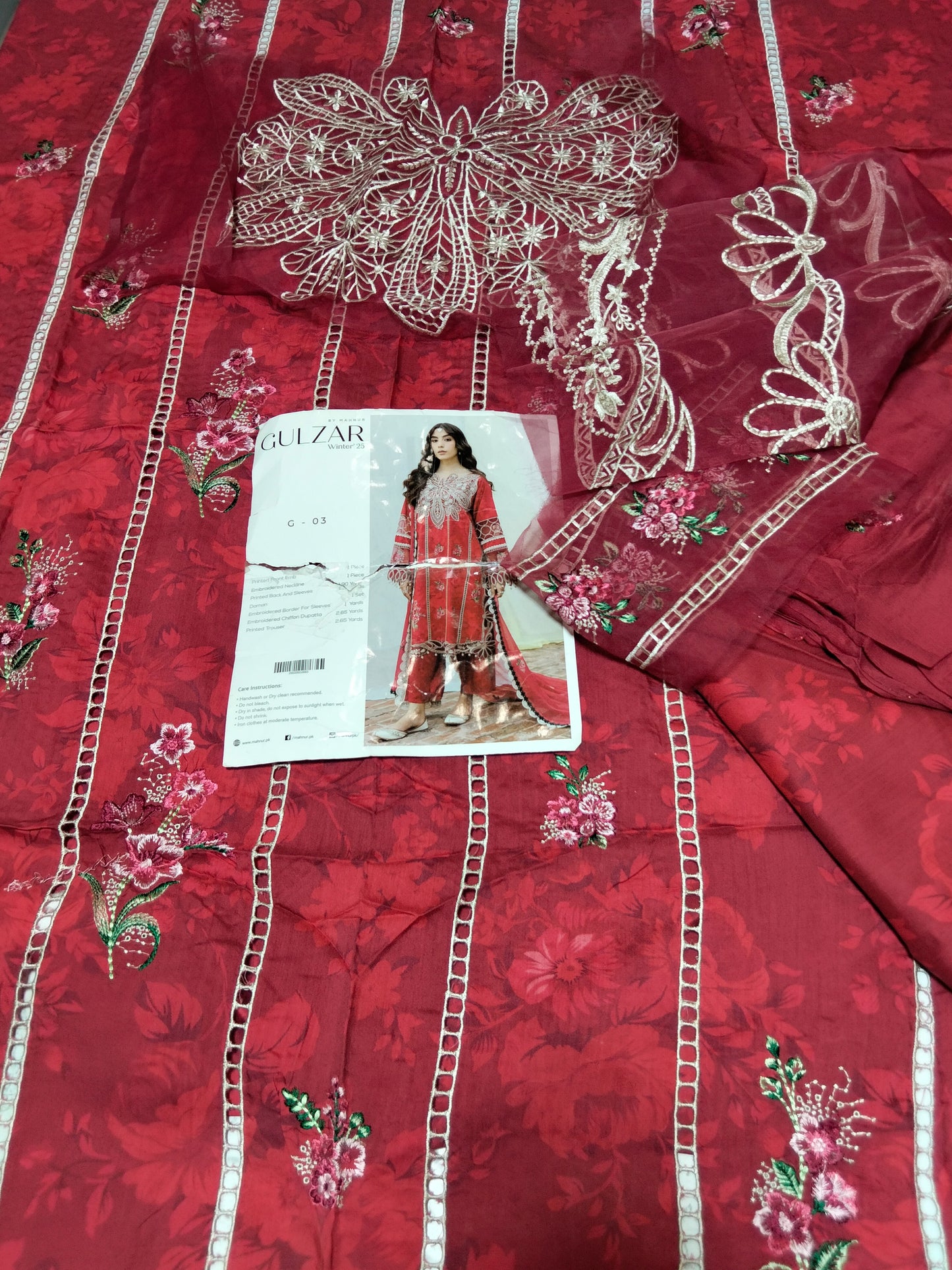 Sale Gulzar Embroidered /Printed Lawn 3pc with Embroidered Patches and Embroidered Chiffon dupatta