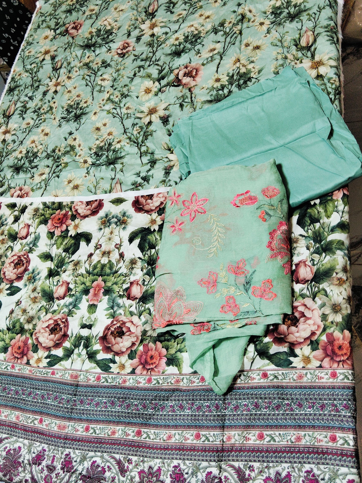 Sale Elaf printed lawn 2pc+Breeze embroided pure chiffon dupatta