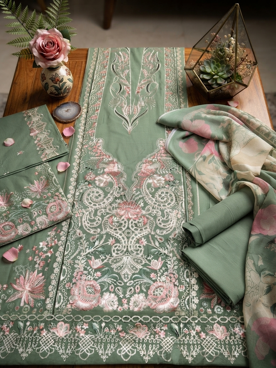 Nureh Riaz arts luxury embroidered lawn