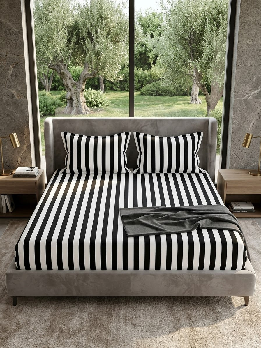 pure cotton stuff king size bed sheet with 2 pillow covers