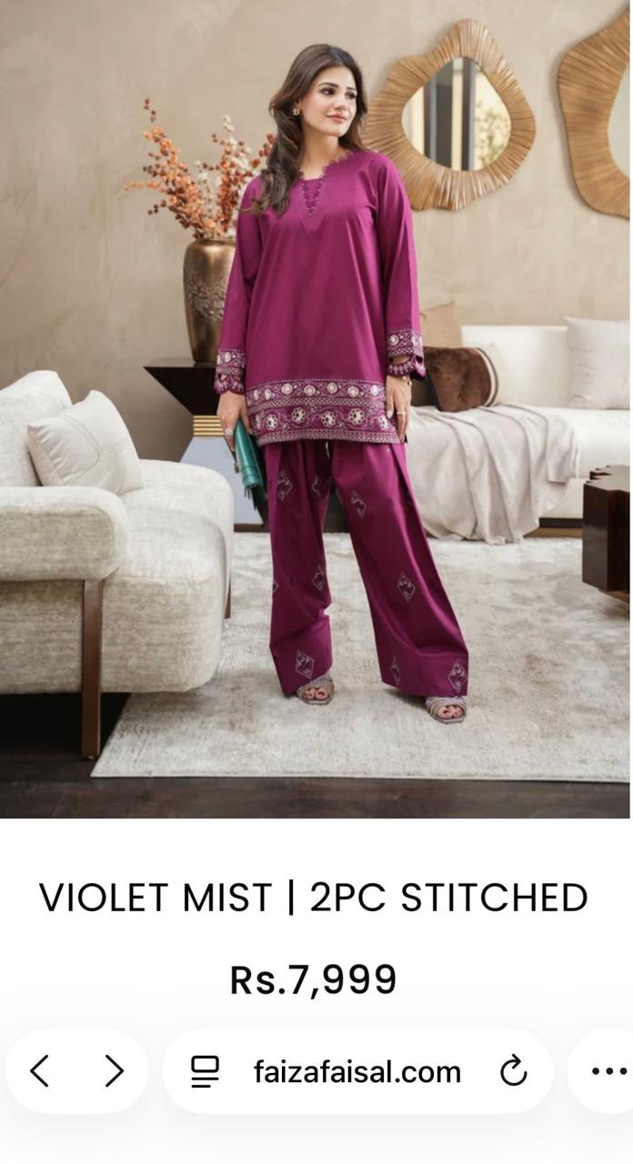 Unstitched lawn embroided 2pc