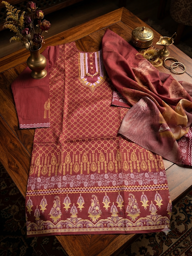 Sale stitch small shirt with printed chiffon dupatta 2pc
