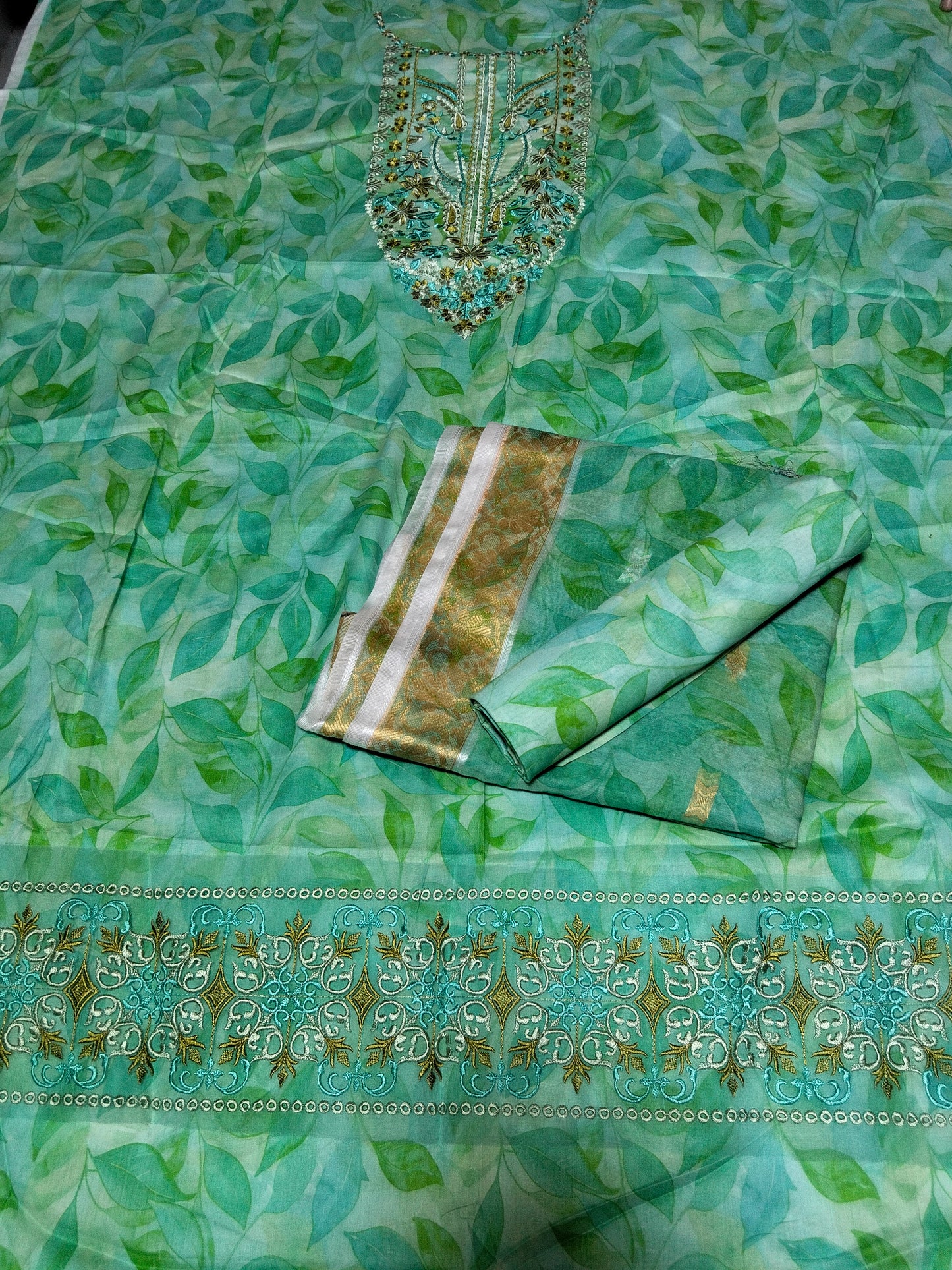 Sale Gull jee embroided lawn 3pc with printed trousers and embroided patches