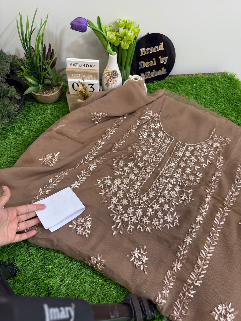 Luxury chiffon gotta work Shirt and Dupatta (j)