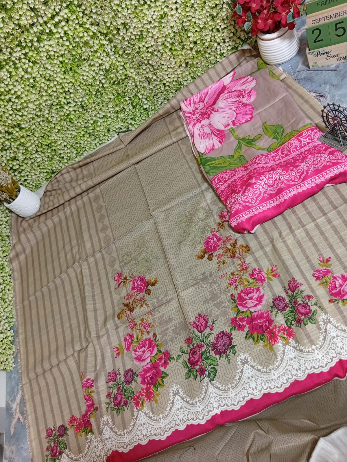 Sale printed khadar shirt and printed wool shawl winter 2pc