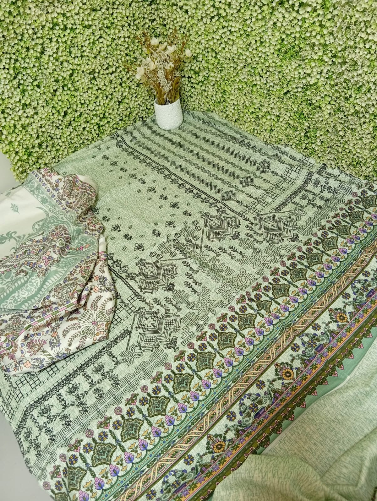 Sale printed khadar shirt and printed wool shawl winter 2pc