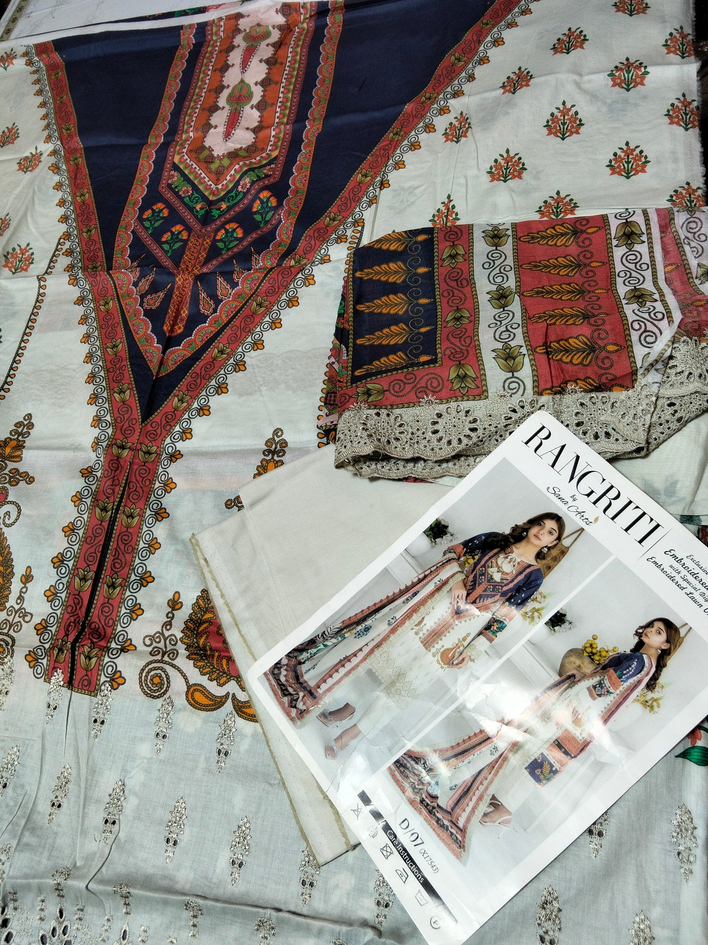 Sale Rangriti Printed/Embroidered lawn 3Pc