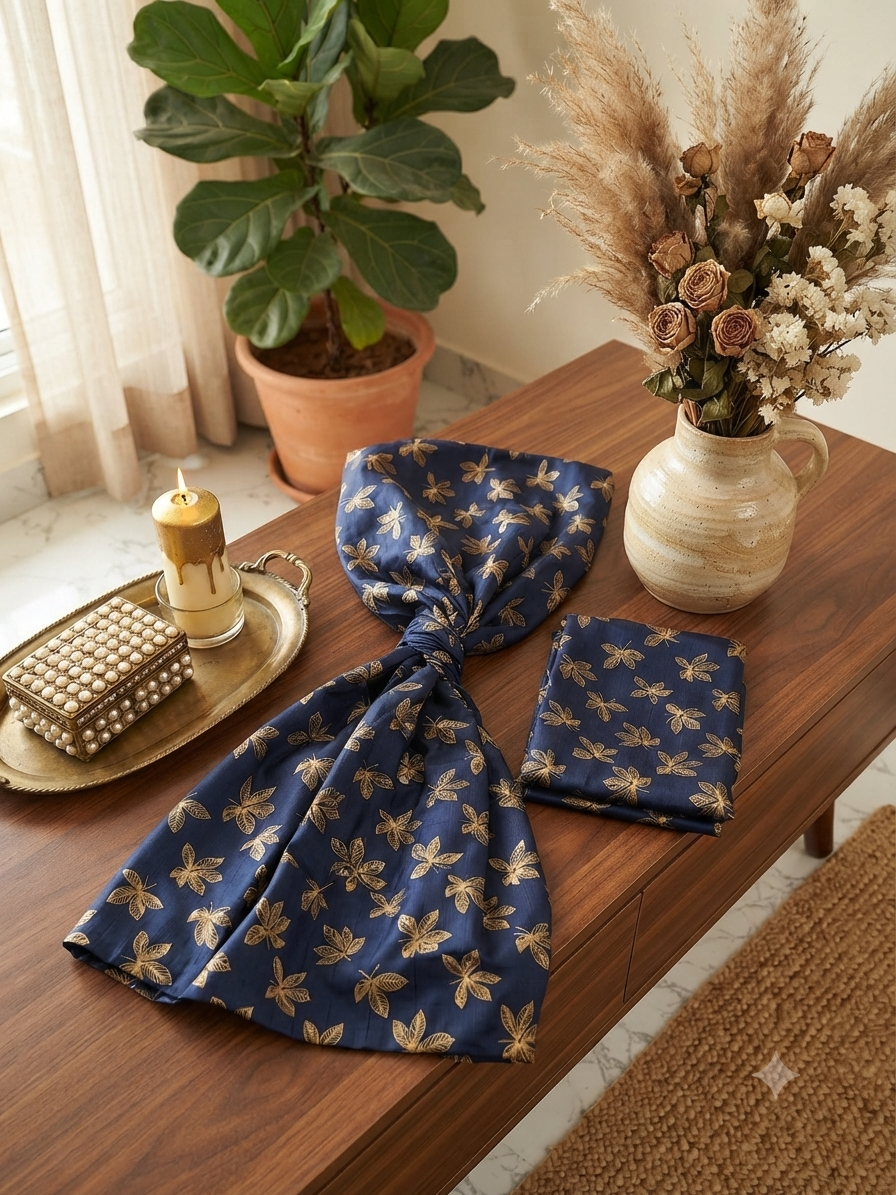 Block printed raw silk 2 pc