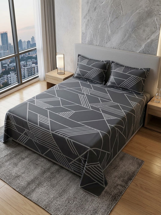 pure cotton stuff king size bed sheet with 2 pillow covers