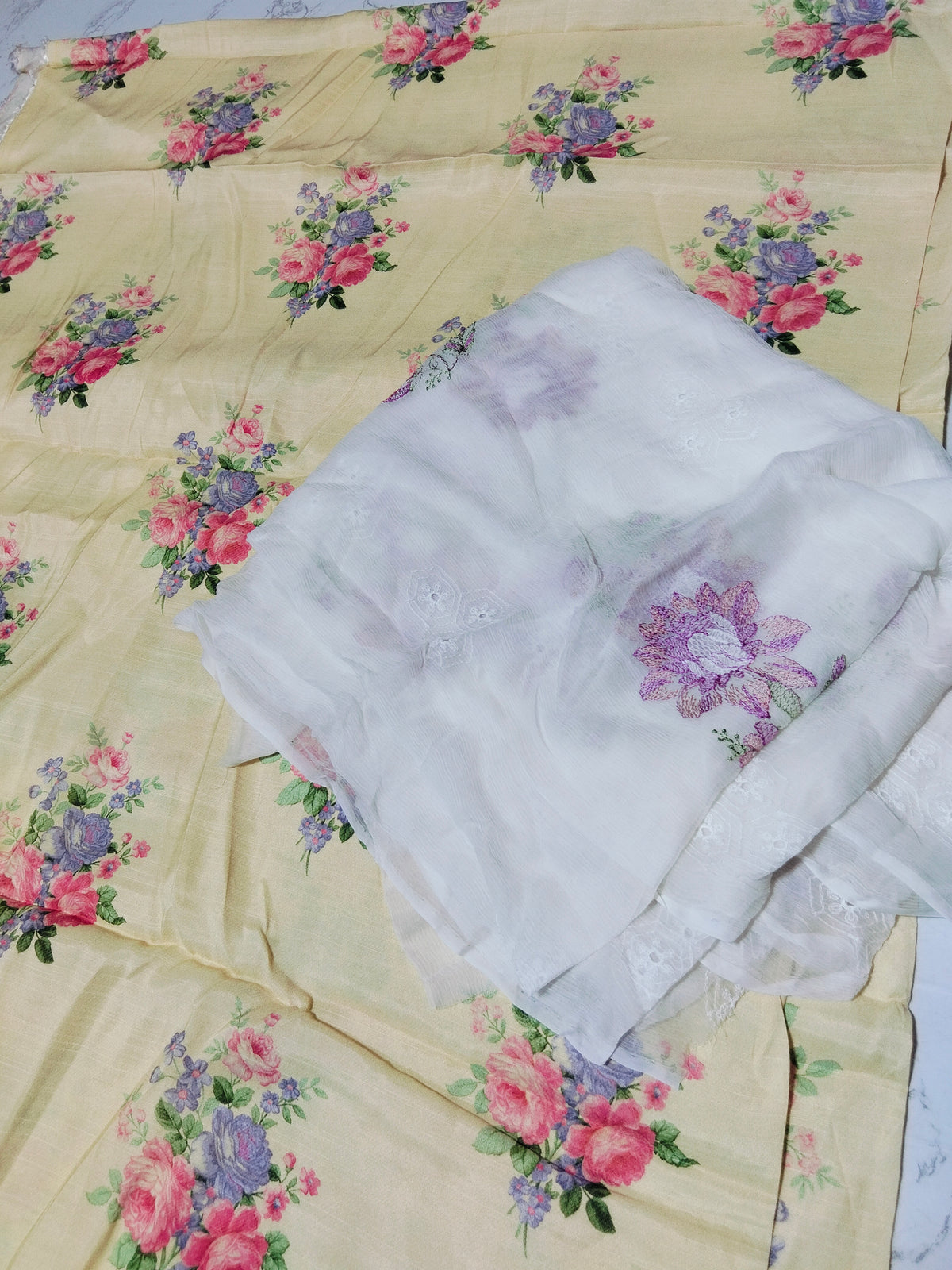 Sale Ethnic viscose shirt fabric+breeze embroided pure chiffon dupatta