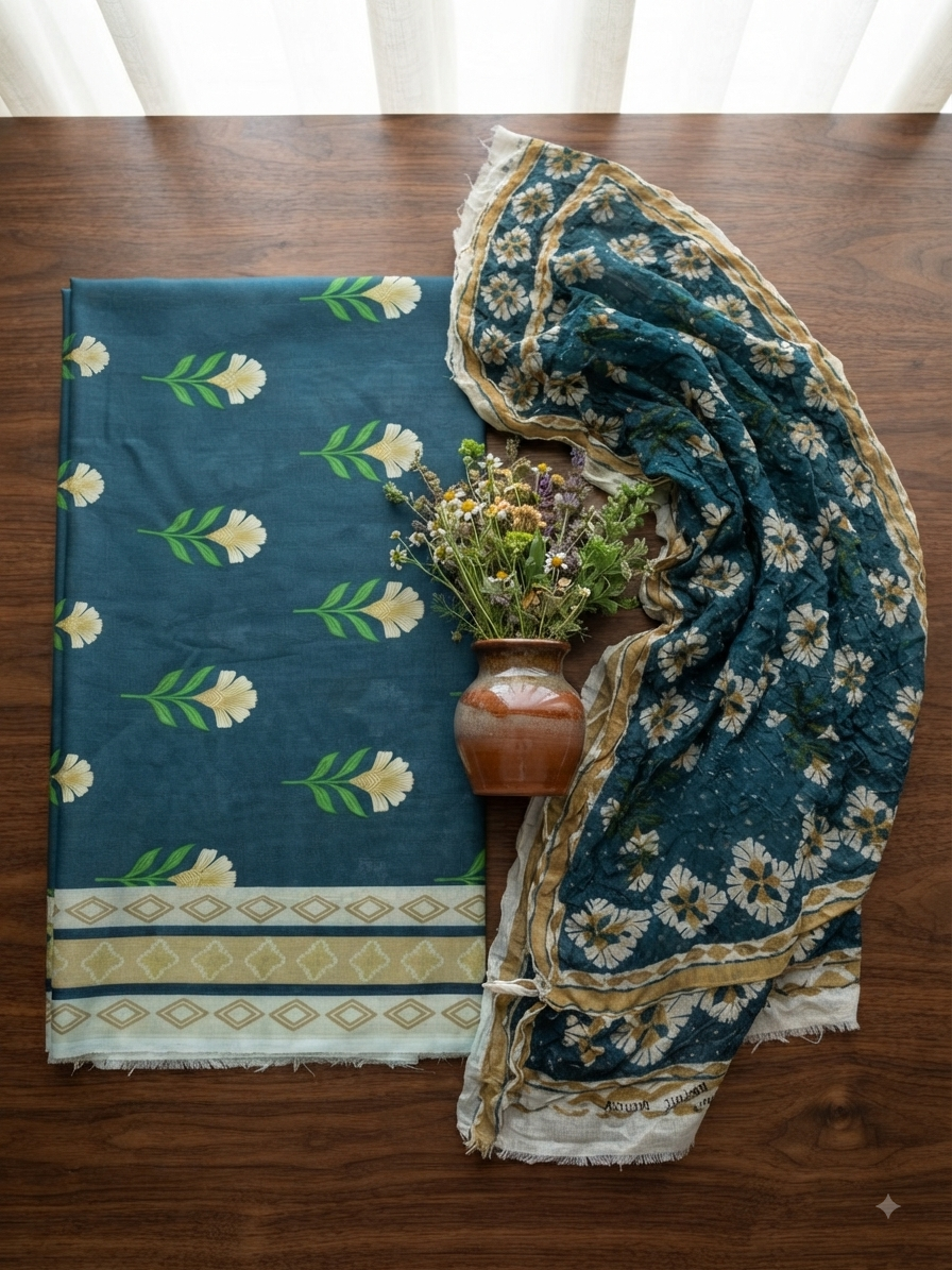 Bareeze Lawn shirt with pure chiffon duppata 2 pc