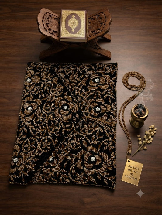 Quran pak ghilaf soft padded polyster filling  hand made pearl work velvet base